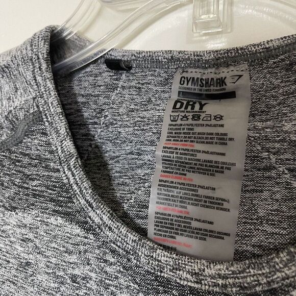 GYMSHARK gray marled cropped long sleeve knit top size large - Picture 3 of 4